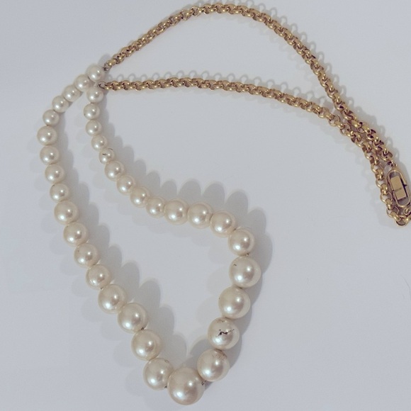 Jewelry - Faux Pearl Necklace with Gold Accents